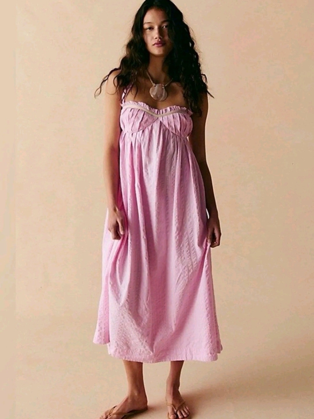 Nwt Free Est Poppy Pink Midi Dress